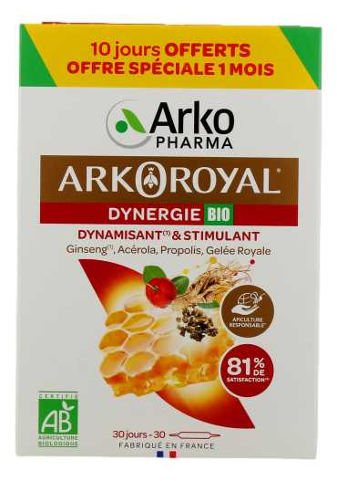 ARKOROYAL DYNERGIE BIO Ginseng Gelée royale Propolis   30Amp/10ml