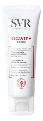 CICAVIT+ CRÈME RÉPARATRICE ANTI-MARQUES Cette crème apaisante réparation accélérée anti-marque est conçue pour les peaux abîmées et irritées de toute la famille, bébé, enfant et adulte.