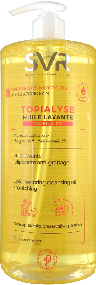 Topialyse Huile Lavante Micellaire Recommandée pour toute la famille, cette huile micellaire est un véritable soin qui nourrit intensément et préserve le film hydrolipidique des peaux sèches à atopiques tout en réduisant les sensations de tiraillements et